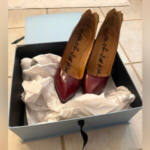 Lanvin Burgundy and Gold Heels